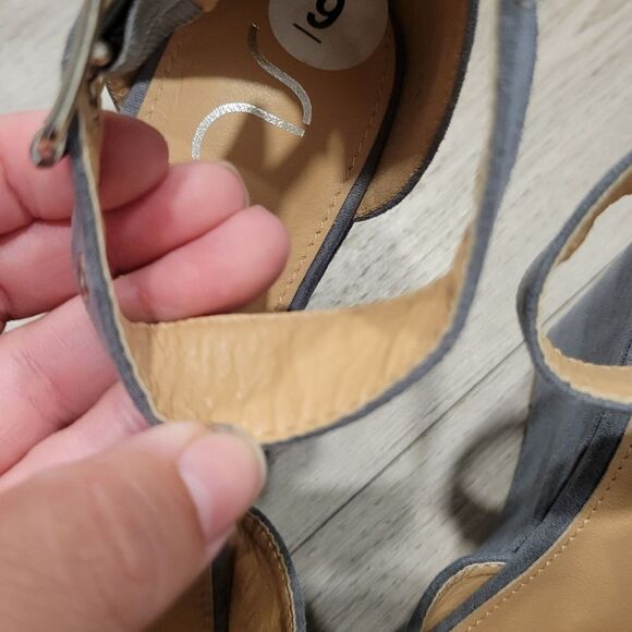 Sugar Hamptons Womens Gray Covered  Peep Toe Ankle Strap Back Zip Wedge Size 9 - Picture 10 of 16